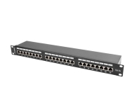 Lanberg Patchpanel 24p 19" 1U FTP 5e półka (czarna) - 457248 - zdjęcie 1